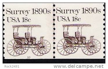 US Scott 1907 - Coil Strip Of 2 Plate No 10 - Surrey 18990s - 18 Cent - Mint Never Hinged - Ruedecillas (Números De Placas)