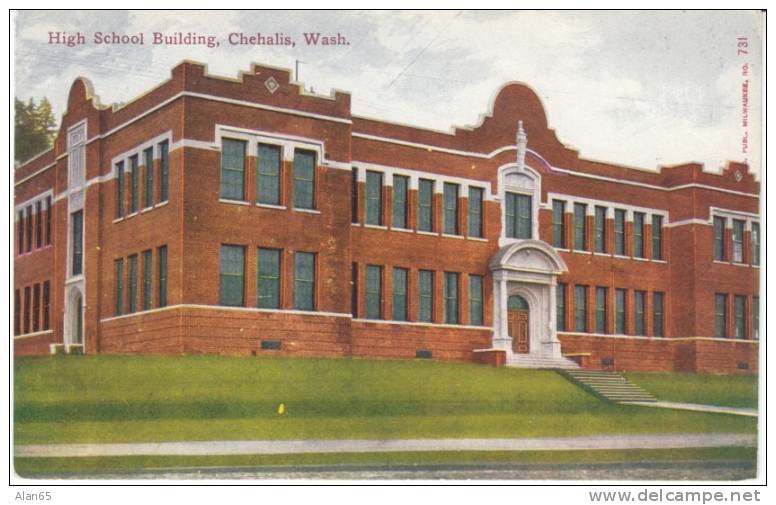 Chehalis WA, Lewis County, High School Building On C1910s/20s Vintage Postcard - Autres & Non Classés