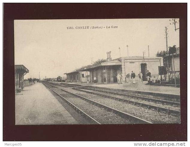 Conlie La Gare édit.pavy-legeard N° 1582 Animée Chemin De Fer Belle Carte - Conlie