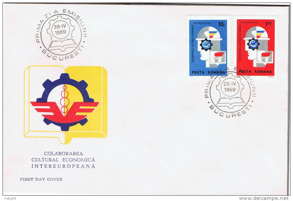 RO Rumänien 1969 Mi 2764-65 FDC EUROPA - Lettres & Documents