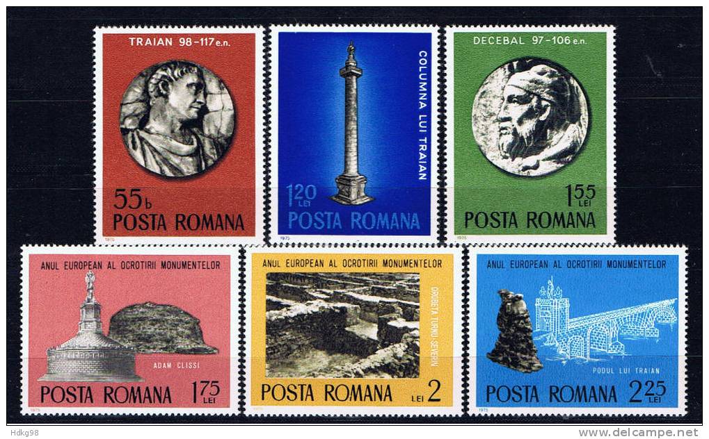 RO Rumänien 1975 Mi 3267-72++ Denkmalschutzjahr - Unused Stamps