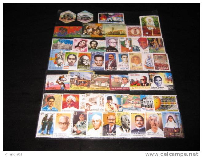 India 2008 Year Pack Of 79 Stamps Gandhi Butterfly Ship Tortoise Olympic Architecture King Mother Teresa MNH Inde Indien - Años Completos