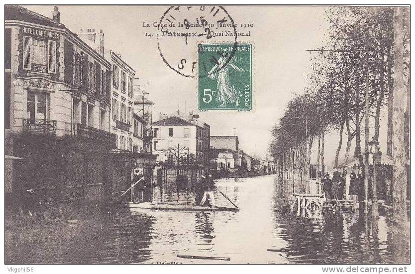 PUTEAUX  Quai National            Inondation En 1910    Animé - Puteaux