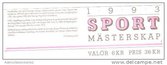 24659) SVEZIA-LIBRETTO SPORT MASTERSKAP Con 6x6KR Del 28-1-1993 - Blocks & Sheetlets