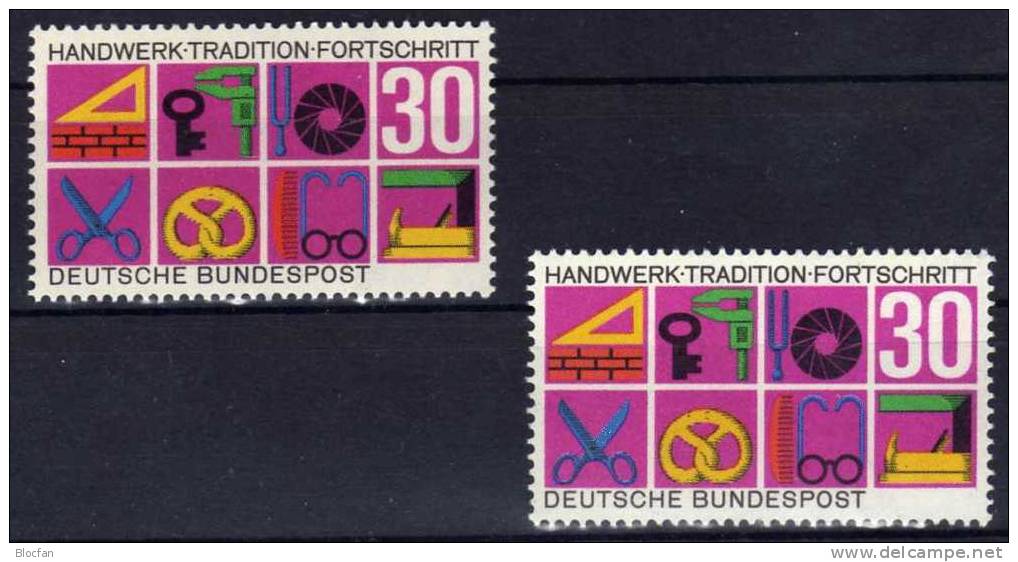 Handwerk Symbole Brezel Extra Fleck BRD 553 I  ** 45€ Mit Vergleichsstück - Oddities On Stamps