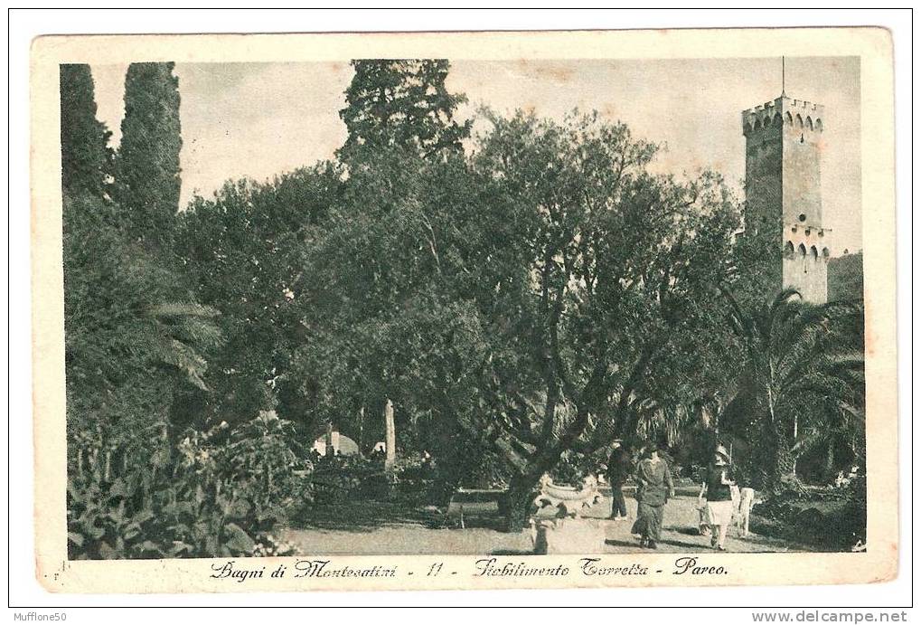 Italia 1927. Cartolina   BAGNI DI MONTECATINI - STABILIMENTO TORRETTA - PARCO. - Entiers Postaux