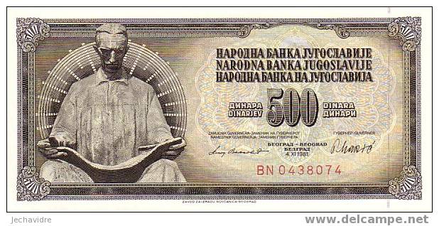 YOUGOSLAVIE   500 Dinara  Daté Du 04-11-1981   Pick 91b     ***** BILLET  NEUF ***** - Yougoslavie