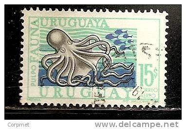 FISHES - OCTOPUS - PULPO -  POULPE - URUGUAY Yvert # 336 - VF USED - Fishes