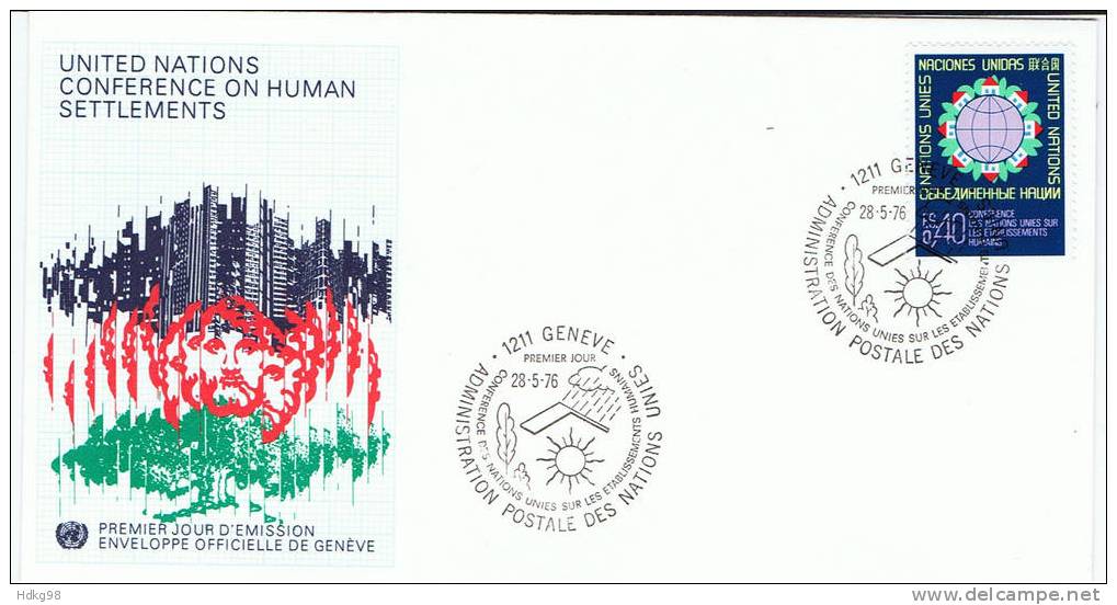 UNG+ UNO Genf 1976 Mi 58 FDC - FDC