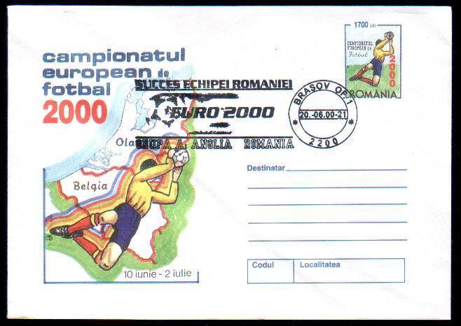 Enteire Postal, European Championship Footbal 2000,with Rare Postmark. - Championnat D'Europe (UEFA)