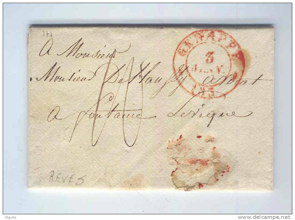 Lettre Précurseur GENAPPE 1833 Vers FONTAINE L'EVEQUE - Origine REVES Signé Questienne . --  B1/352 - 1830-1849 (Belgique Indépendante)