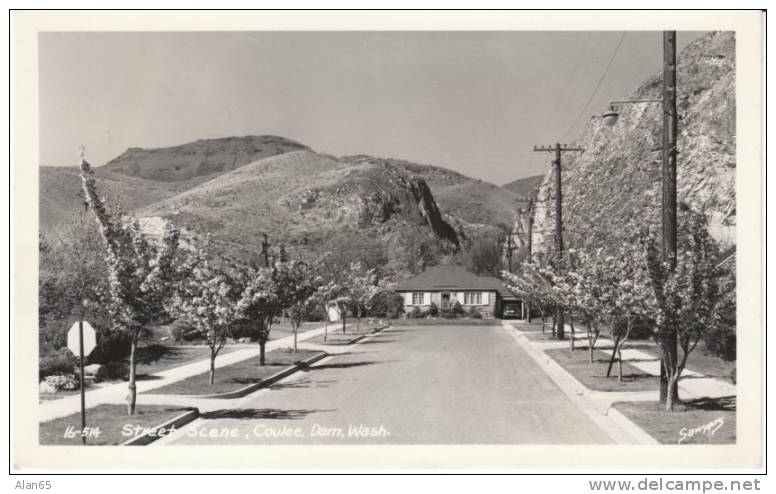 Coulee Dam WA Street Scene C1940s/50s Vintage Real Photo Postcard - Other & Unclassified