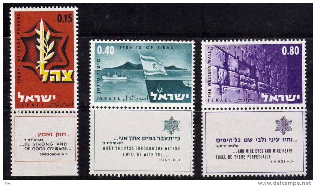Israël 1967 N°Y.T. : 338 à 340 ** - Nuevos (con Tab)