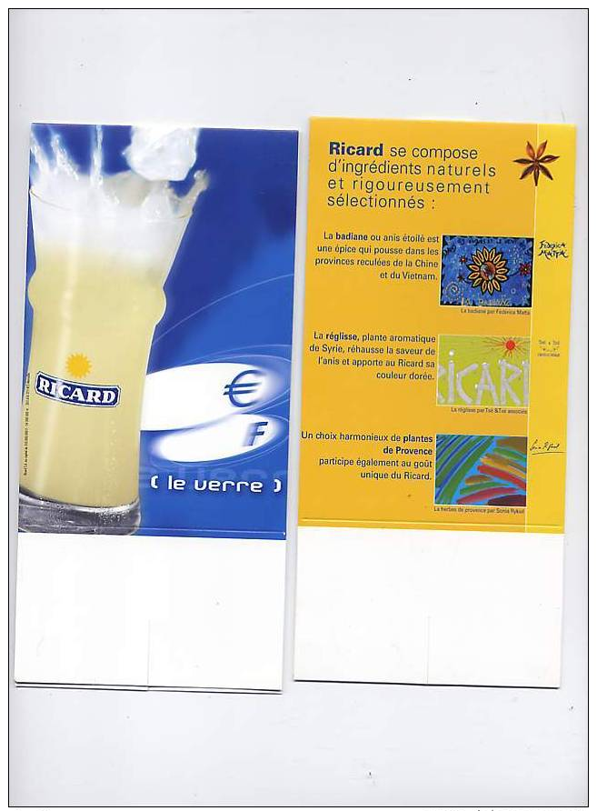 RICARD - Carton Présentoir - Prix Du Verre  - Dimensions Plié 10 X 15 Cm - Alkohol