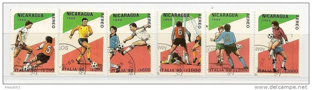 NICARAGUA  - 1989 -  Calcio, Italia 90, Coppa Del Mondo - Aaerea  N. 1278-1279-1280-1281-1282-1283/US - Oblitérés