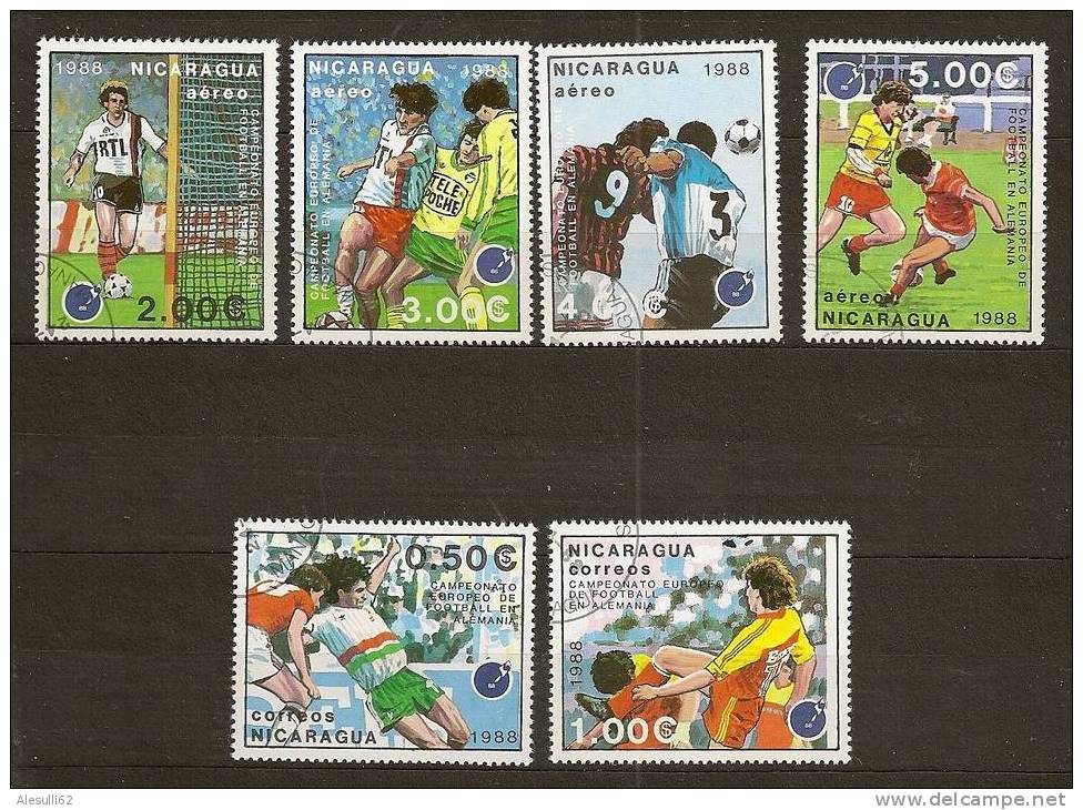 NICARAGUA  - 1988 -  Calcio - Germany 88, Coppa D'Europa-  N. 1511-1512 E Aerea 1125-1126-1127-1128/US - Oblitérés