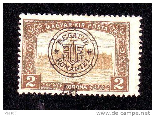 Romania Hungary 1919 Oradea,Parliament, 2 Lei,overptint Error Schift,MLH - Transylvania