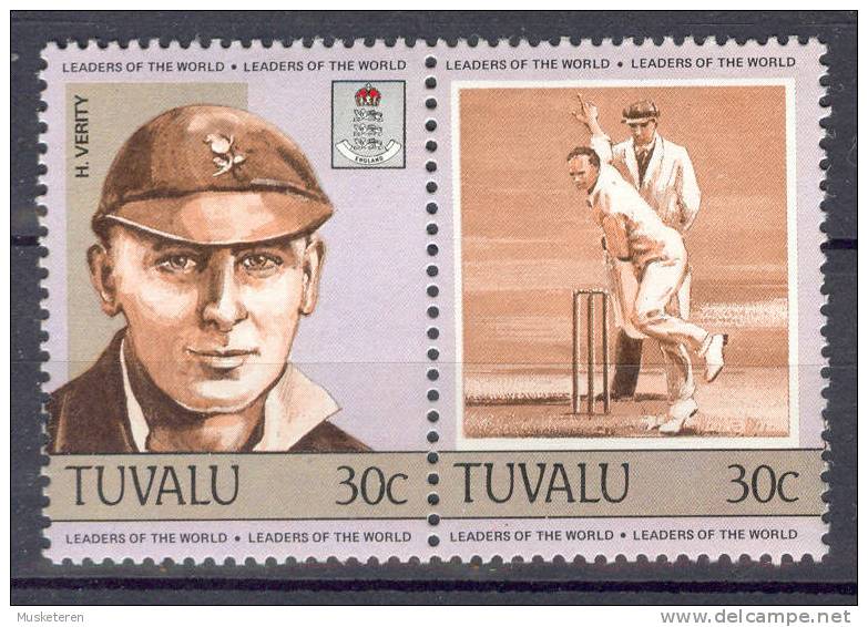 Tuvalu 1984 SG. 283/84 Horizontal Pair Leaders Of The World Cricket & Cricketers - Tuvalu