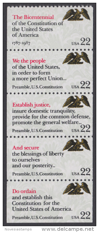 !a! USA Sc# 2359a MNH BOOKLET-PANE(5) - Drafting The Constitution - 3. 1981-...