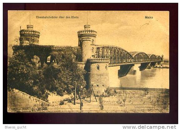 MAINZ  - EISENBAHNBRÜCKE ÜBER DEN RHEIN - MAYENCE PONT DE CHEMIN DE FER SUR LE RHIN - CIRCULEE GELAUFEN 1919 - Opere D'Arte