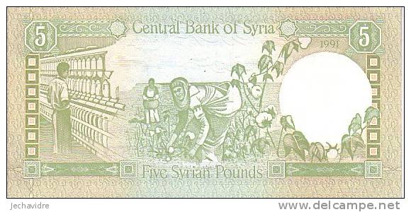 SYRIE   5  Syrian Pounds   Daté De 1991   Pick 100e     ***** BILLET  NEUF ***** - Siria