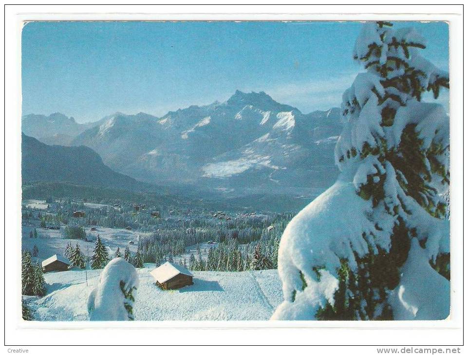 Suisse- Schweiz -Zwitserland Switzerland. VILLARS Sur OLLON Vue Générale . (2scans)50ans Bureau De Poste Automobile - Ollon