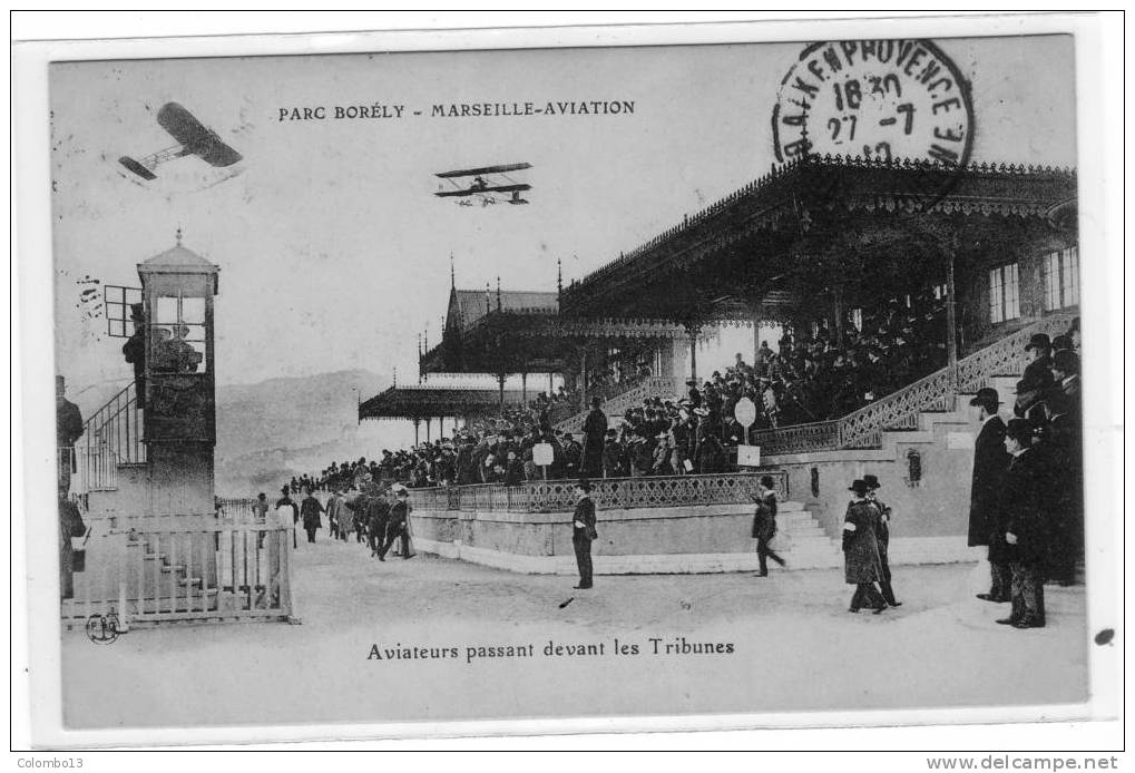 13 MARSEILLE  PARC BORELY MARSEILLE AVIATION AVIATEURS PASSANT DEVANT LES TRIBUNES - Parcs Et Jardins