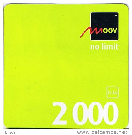 Benin, 2 000 FCFA, Moov, No Limit. Small Card, 2 Scans. - Benin