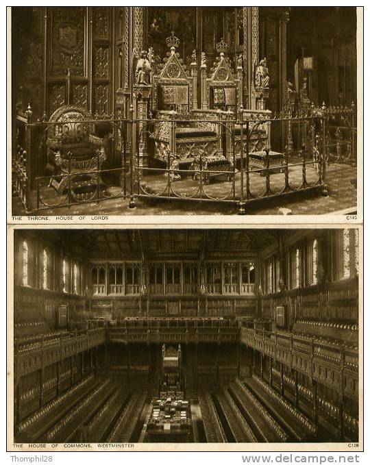 Lot De 2 CARTES NEUVES : The House Of Commons Westminster / The Throne House Of Lords - Houses Of Parliament