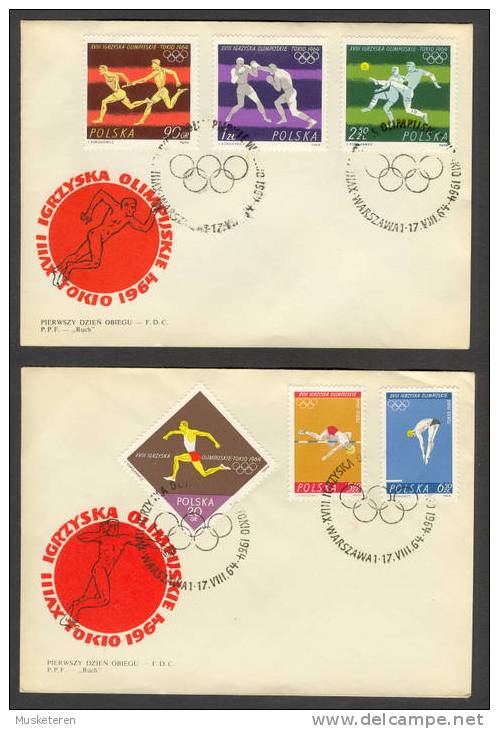 Poland XVIII Olympic Games Tokio 1964 FDC Covers Cancelled Warszawa - Summer 1964: Tokyo