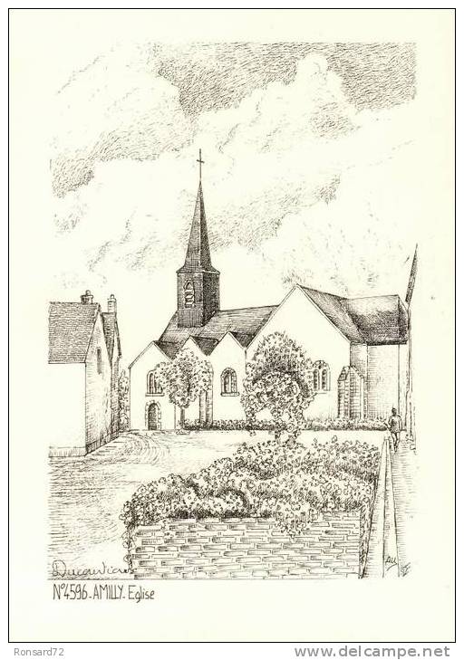 45 AMILLY - Eglise  - Illustration Yves Ducourtioux - Amilly