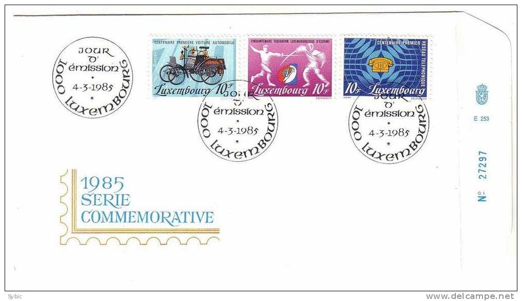 LUXEMBOURG - FDC - 04/03/1985- Automobile - Escrime - Téléphone - FDC