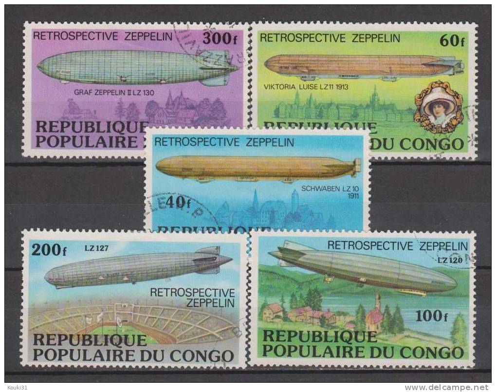 Congo YT 458/62 Obl : Rétrospective Des Zeppelins - Zeppelins