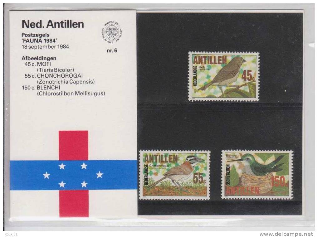Antilles Néerlandaises YT 723/5 ** : Tiaris Bicolore , Bruant Chingolo Et Emeraude Orvert - Collections, Lots & Séries