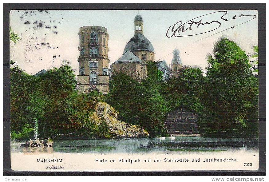 TOP!! MANNHEIM * PARTIE IM STADTPARK MIT DER STERNWARTE UND JESUITENKIRCHE * 1905 *!! - Mannheim