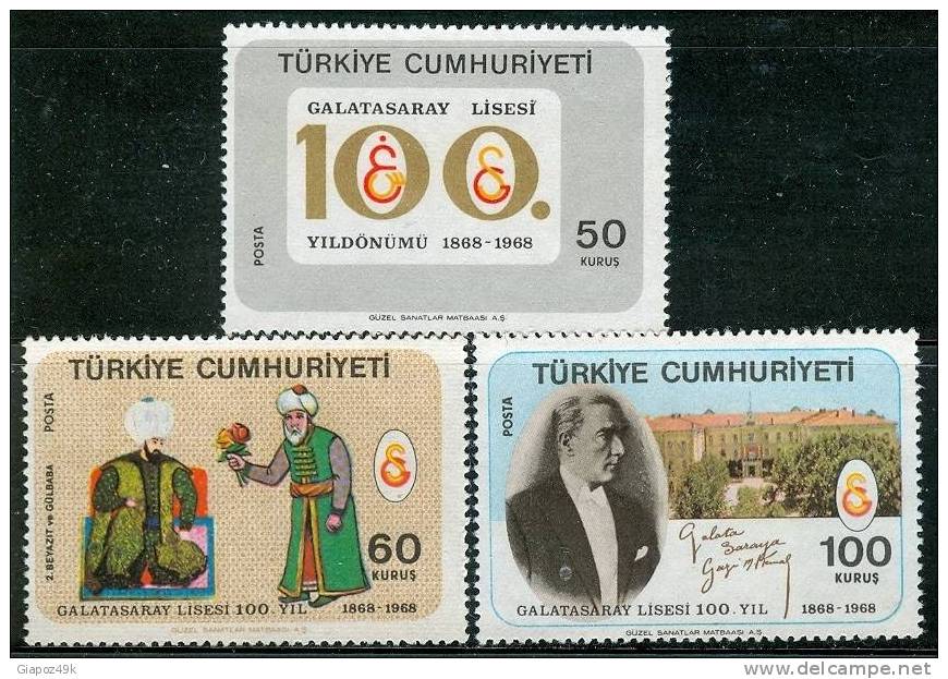 ● TURKIYE  - REPUBBLICA  - 1968  -  LICEO -  N. 1877 / 79 S.g. , Serie Completa -  Lotto  496 - Unused Stamps