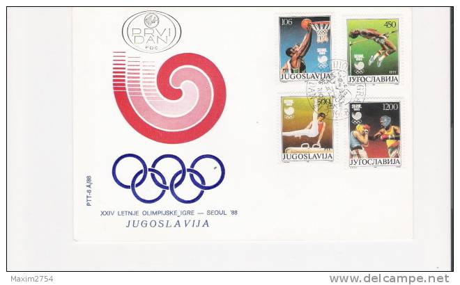 1988 - FDC CON SERIE EMESSA DALLA EX JUGOSLAVIA - Summer 1988: Seoul