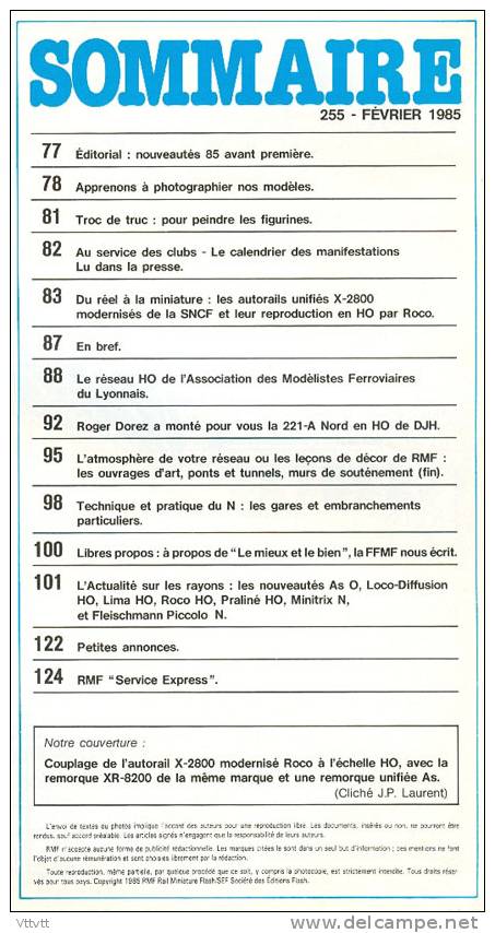 RMF, Rail Miniature Flash (n° 255, Février 1985) : Locomotive, HO, Aiguillage, Gares, Embranchements, Autorails... - French