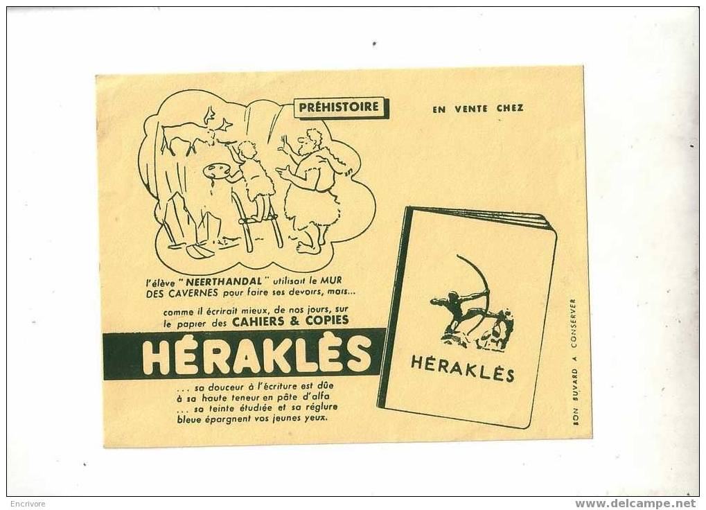 Buvard Cahiers Et Copies HERAKLES - Prehistoire - Cartoleria