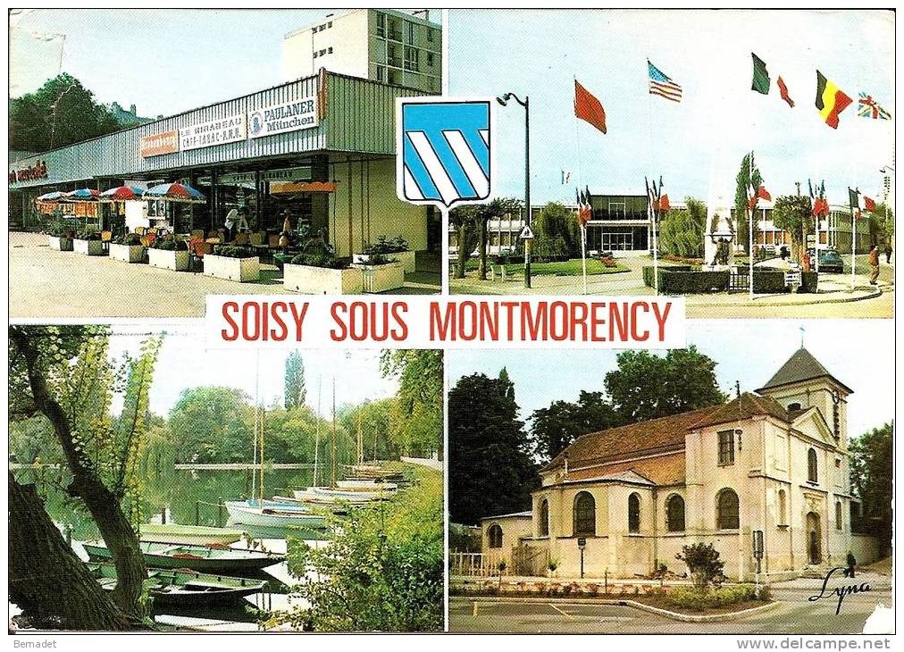 SOISY SOUS MONTMORENCY...CENTRE COMMERCIAL..HOTEL DE VILLE..LE LAC..L'EGLISE - Soisy-sous-Montmorency