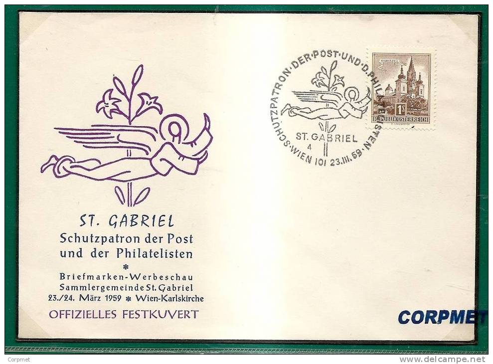 AUSTRIA - 1959 ST. GABRIEL Schutzpatron Der Post Und Der Philatelisten - COMM COVER - Cartas & Documentos