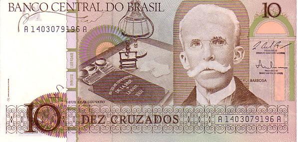 BRESIL   10 Cruzados   Non Daté (1987)    Pick 209b   Signature 25  ***** QUALITE  XF ***** - Brésil