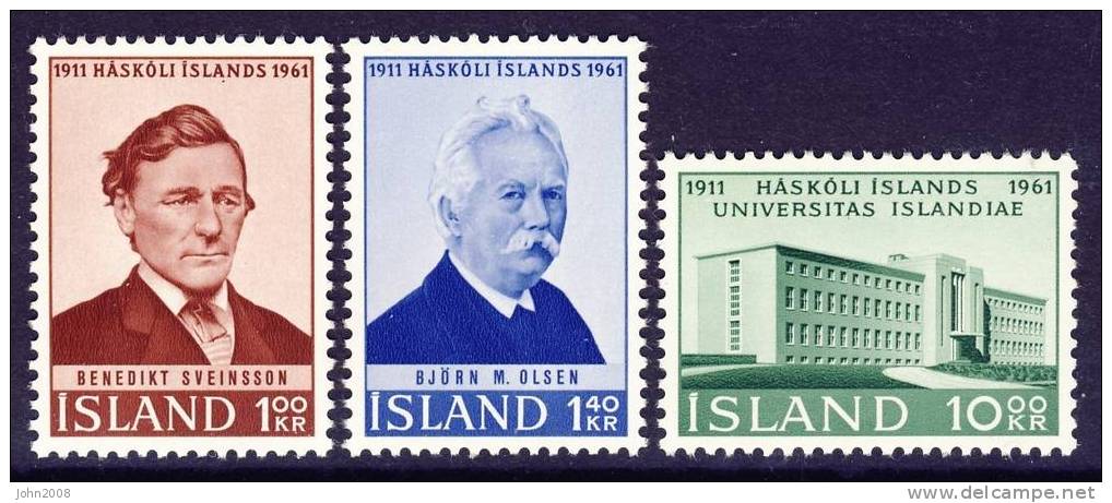 Island / Iceland 1961 : Mi.nr 356/358 *** - Universität Von Island / University Of Iceland - Unused Stamps