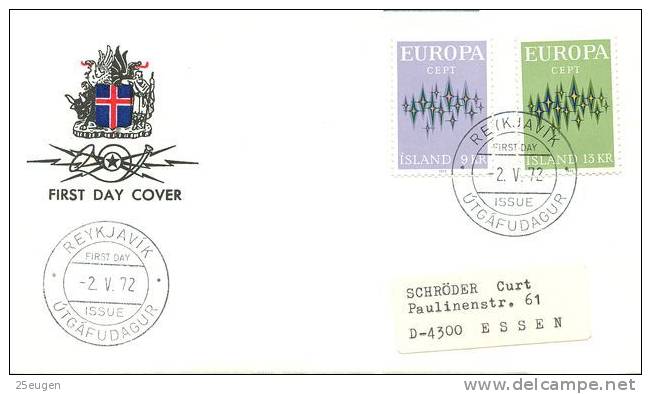 ICELAND  1972  EUROPA CEPT FDC - 1972