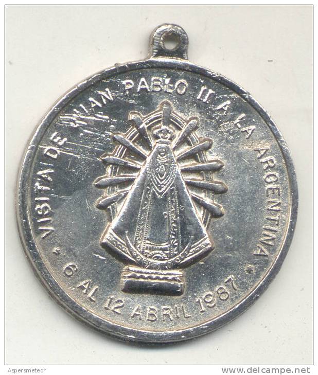 VISITA DE JUAN PABLO II A LA ARGENTINA ABRIL DE 1987 AU DOS VIRGEN DE LUJAN MEDAILLE SOLD AS IS - Otros & Sin Clasificación