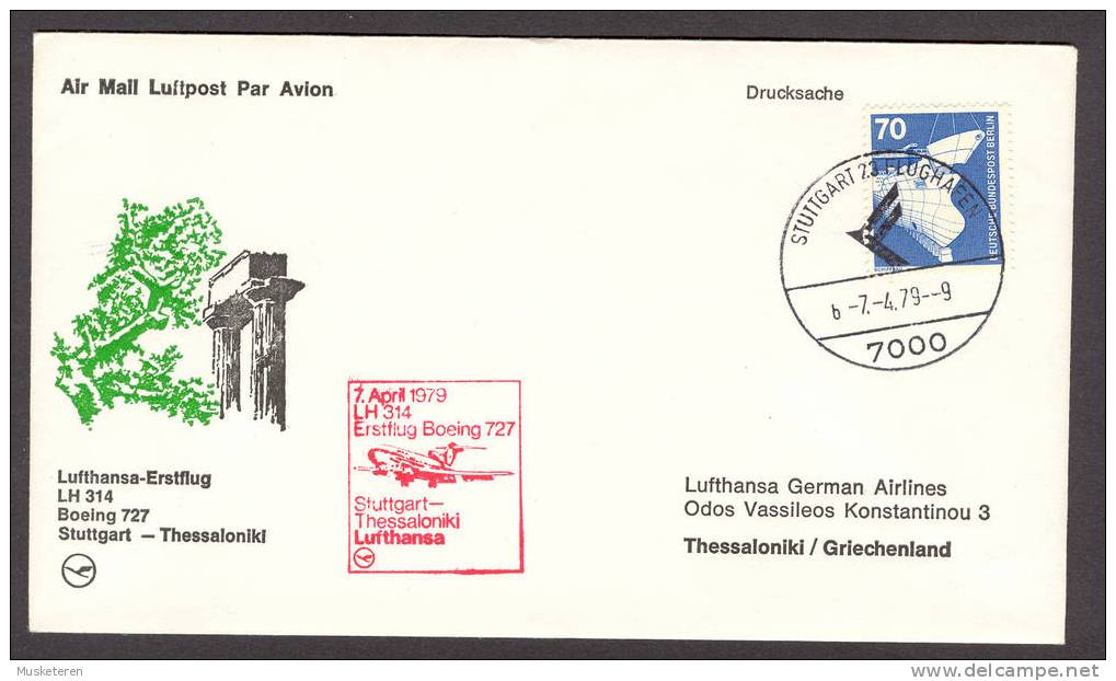 Germany-Greece Lufthansa Erstflug 1st Flight Cover Premier Volo 1979 LH 314 Boeing 727 Stuttgart-Thessaloniki - Covers & Documents