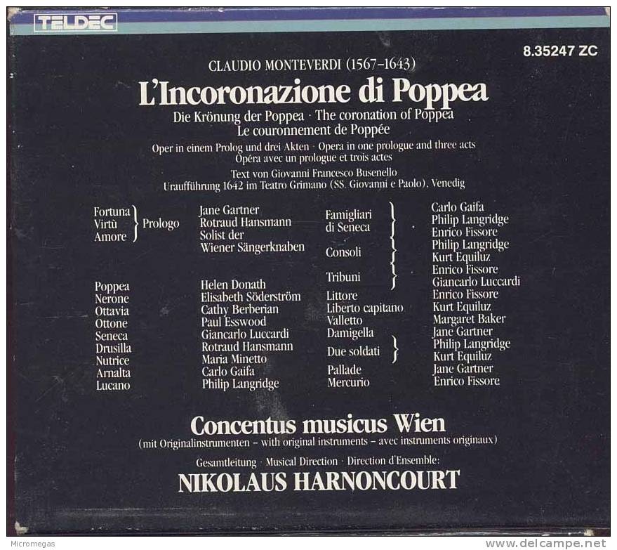 Monteverdi : L'Incoronazione Di Poppea, Harnoncourt - Opere