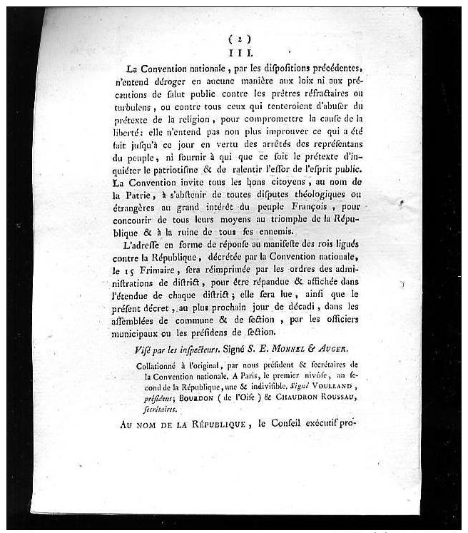 Extrêmement RARE – 215 Ans D´âge - Décret De La CONVENTION NATIONALE – Document D’époque – Imprimé à Carcassonne (Aude) - Historische Dokumente