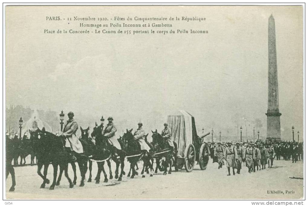 Paris - 11/11/1920 , Fête Cinquantenaire De La République , Hommage Au Poilu Inconnu Mg27 - Funérailles