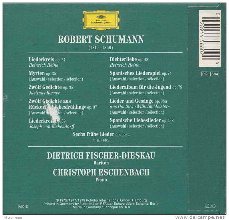 Schumann : Lider, Fischer-Dieskau - Klassik